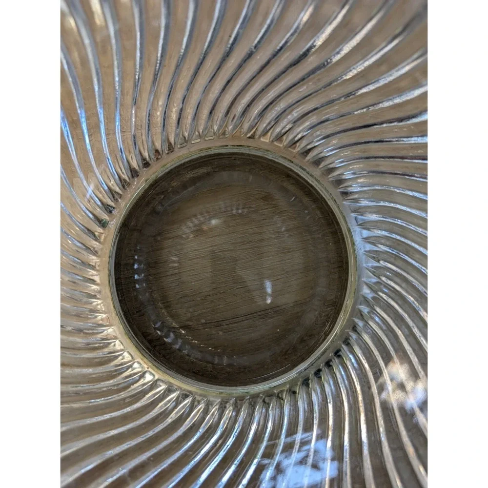 9-In Vintage Crystal Ribbed Bowl‎ With Silver Accent
